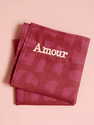 Mouchoir en tissu brodé - Suzy "Amour"