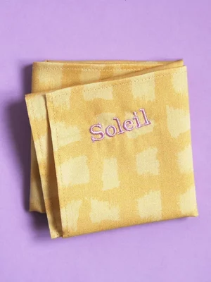 Mouchoir en tissu brodé - Niki "Soleil"