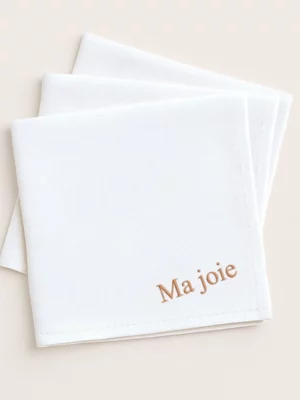 Mouchoirs en tissu brodés - Personnalisables (Lot de 3)